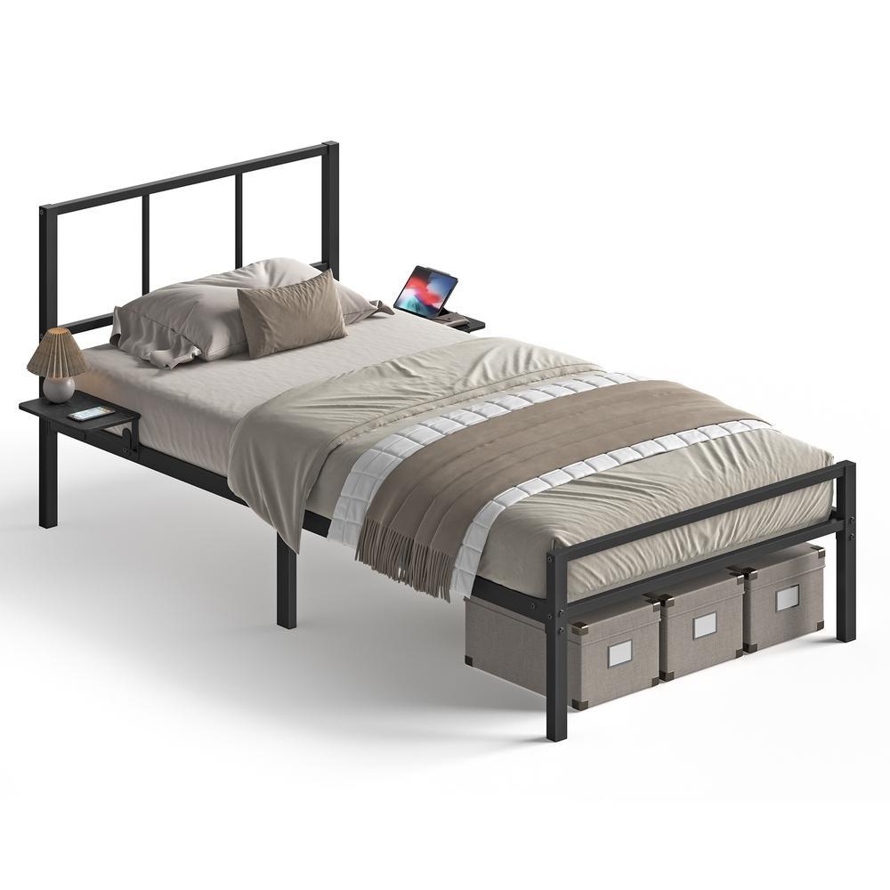 Bedframe - Eenpersoons - 90 x 190 cm - Metaal - Zwart