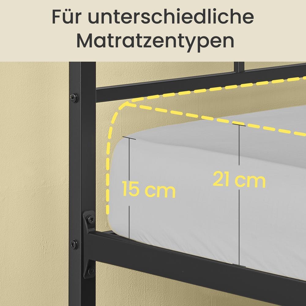 Bedframe - Eenpersoons - 90 x 190 cm - Metaal - Zwart