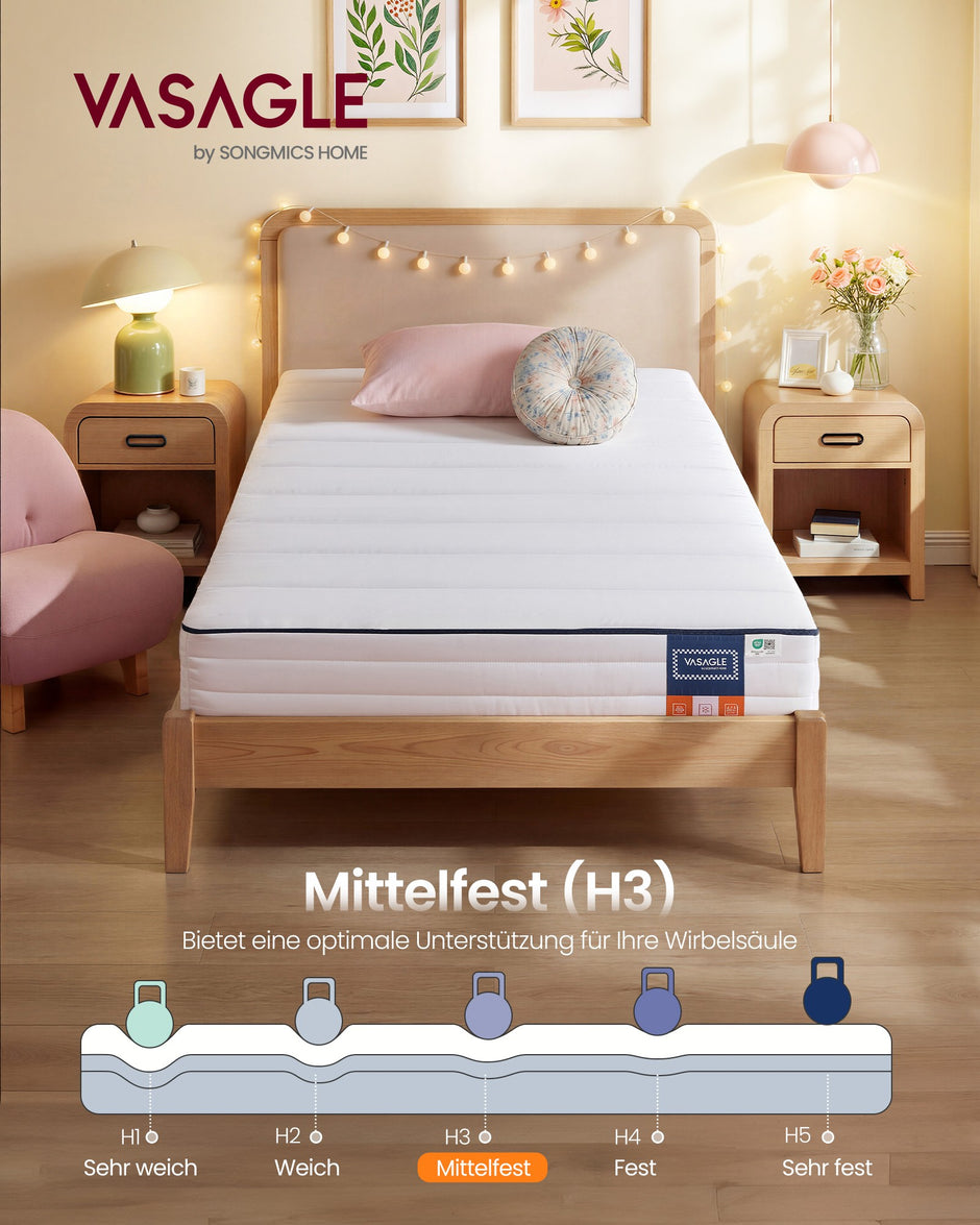 Matras - Eenpersoons - 90 x 200 cm - Gel Traagschuim - Wit