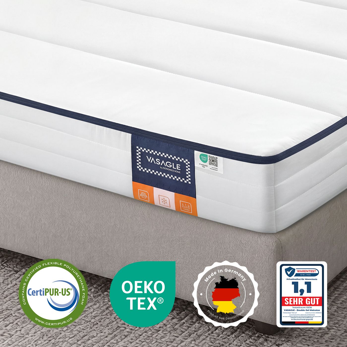 Matras - Tweepersoons - 140 x 200 cm - Gel Traagschuim - Wit