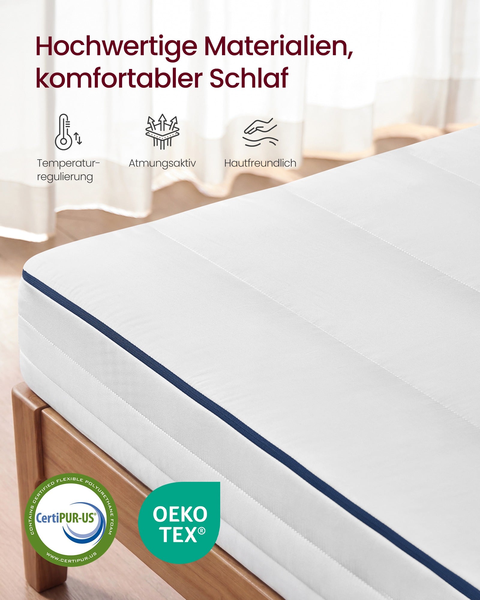 Matras - 160 x 200 cm - gel-traagschuim - ademend - afneembare hoes - 12 cm dik - wit - max. gewicht 10,6 kg