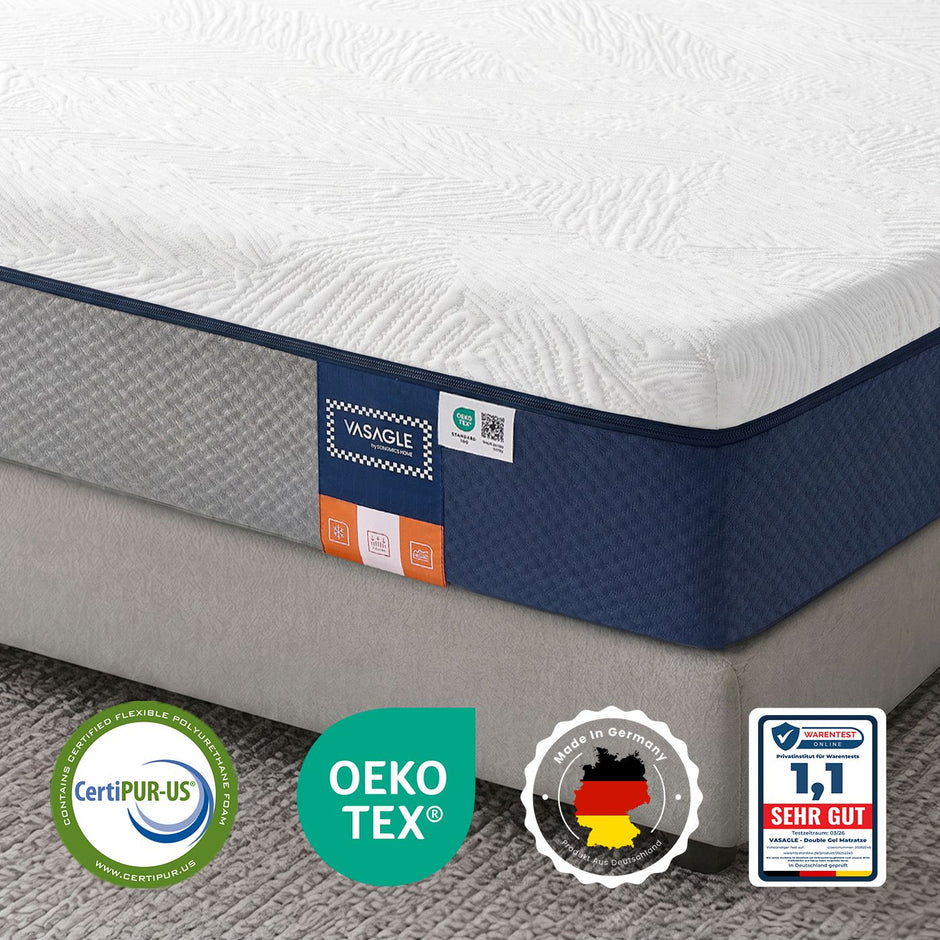 Matras - 140 x 200 x 20 cm - Gel Traagschuim - 7 Zones - Blauw