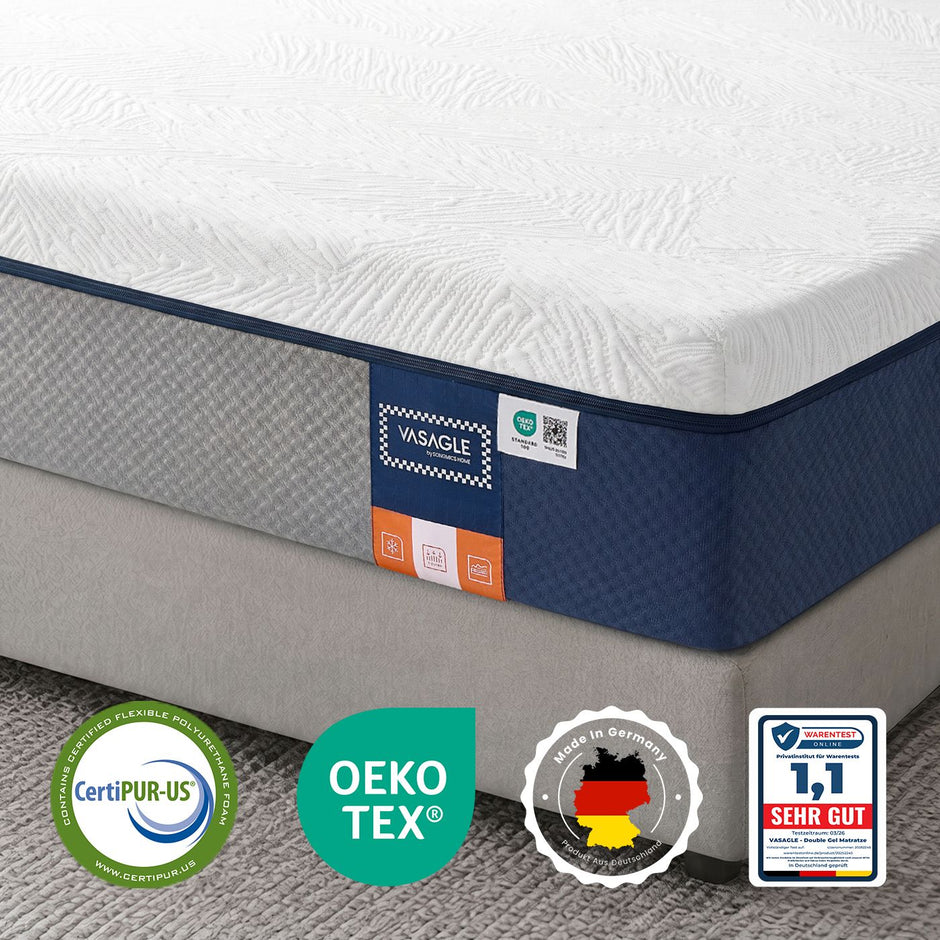 Matras - 90 x 200 x 25 cm - Gel Traagschuim - 7 Zones - Blauw