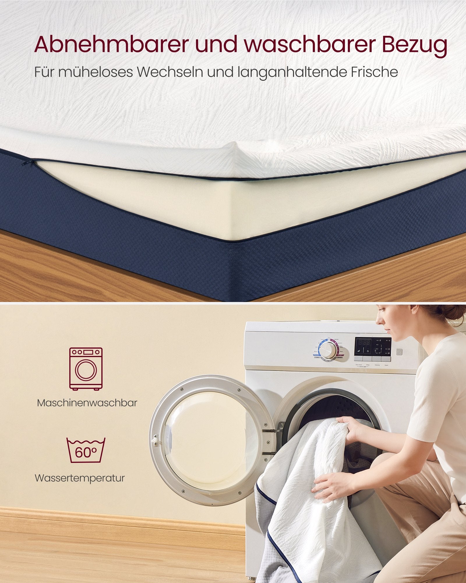 Matras - 90 x 200 cm - Gel-traagschuim - Middelhard - 20 cm dik - Blauw - 12,7 kg