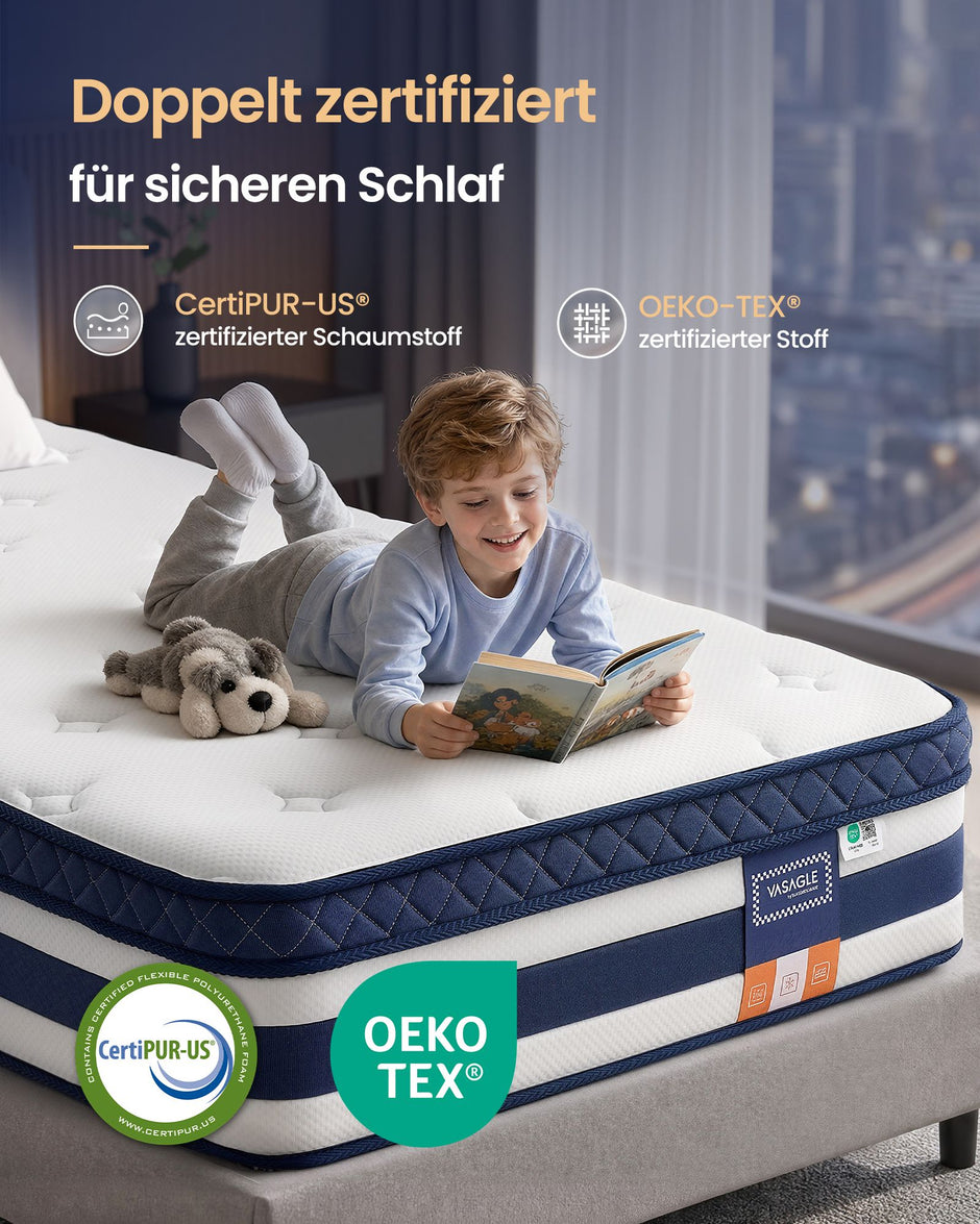 Pocketveringmatras - 7 Zones - Gel-Traagschuim - 90 x 200 cm - Blauw