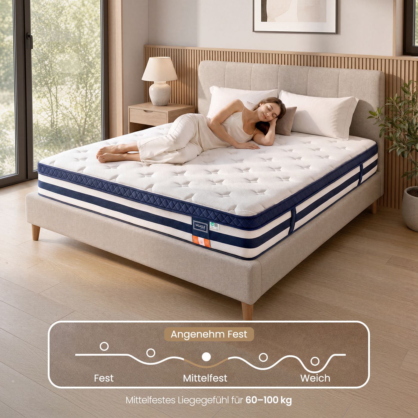 Pocketveringmatras - 7 Zones - Gel-Traagschuim - 180 x 200 cm - Blauw