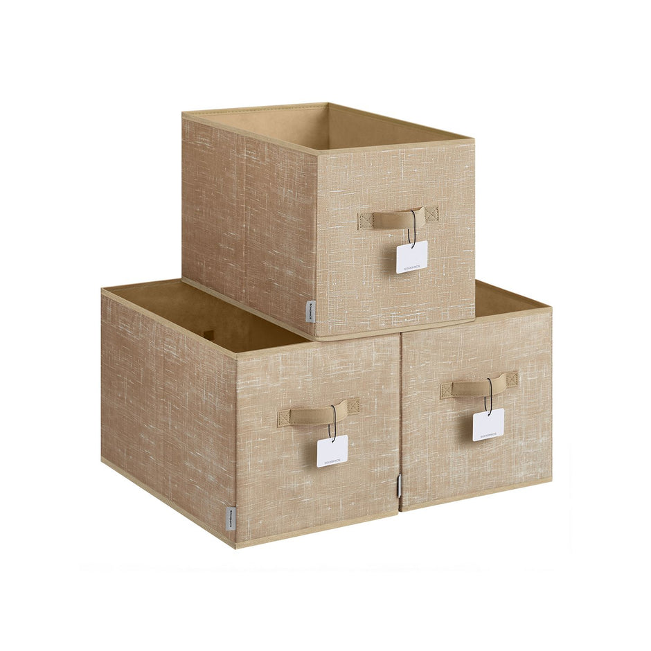 Aufbewahrungsboxen Set von 3 50 x 30 x 30 cm Sand Beige