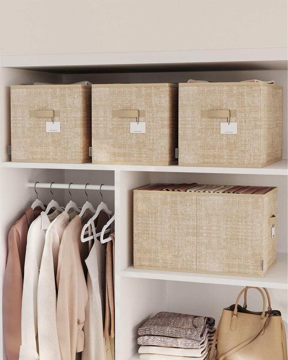 Aufbewahrungsboxen Set von 3 50 x 30 x 30 cm Sand Beige