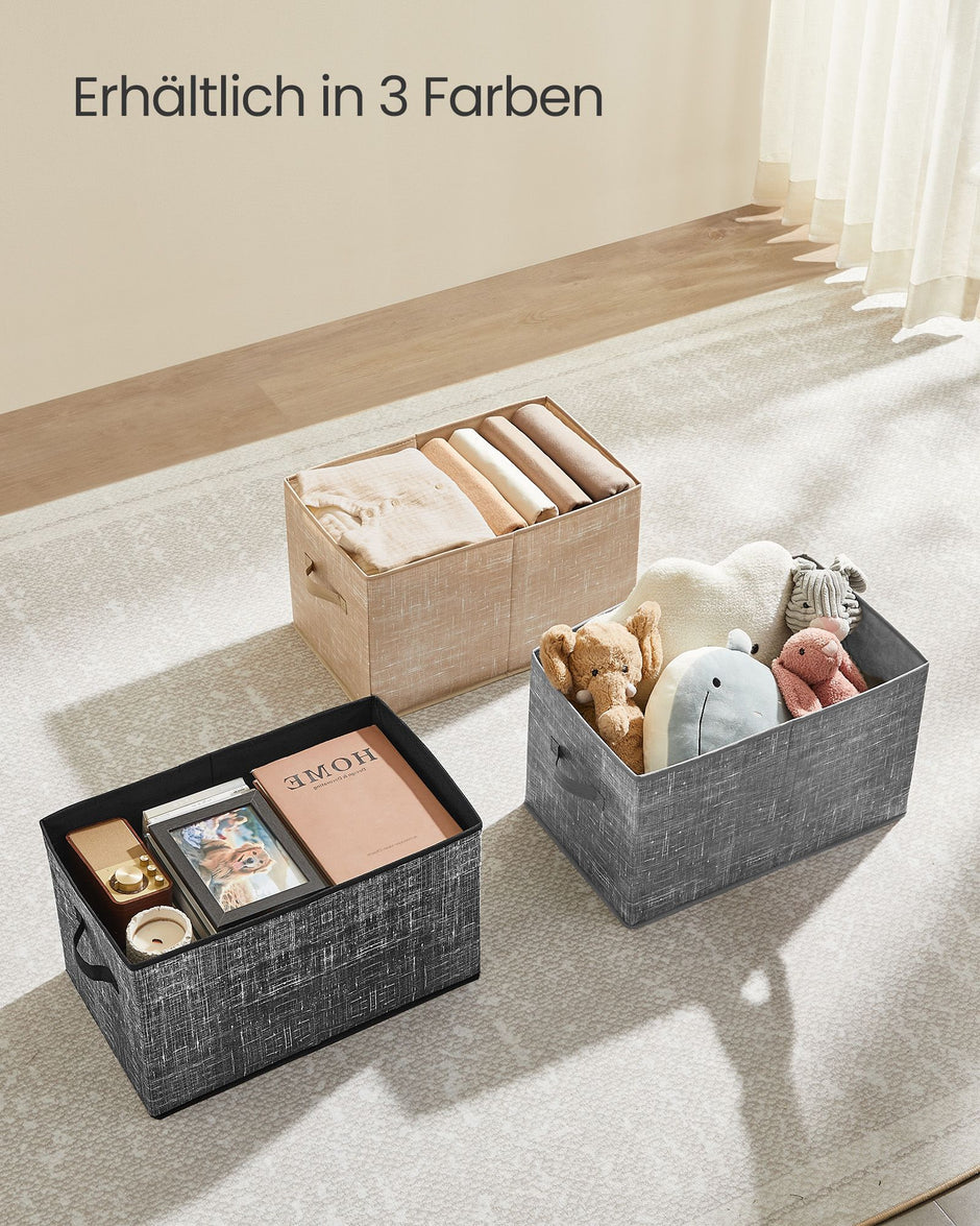 Aufbewahrungsboxen Set von 3 50 x 30 x 30 cm Sand Beige
