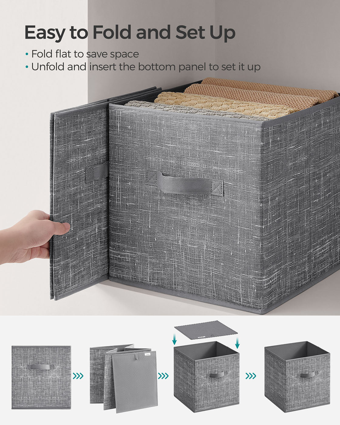 Aufbewahrungsboxen Set von 8 des Stoffes 30 x 30 x 30 cm