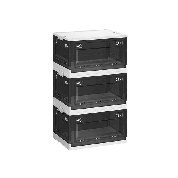 Speicherbox - 3 -Set von 3 - mit Deckel - Schwarz