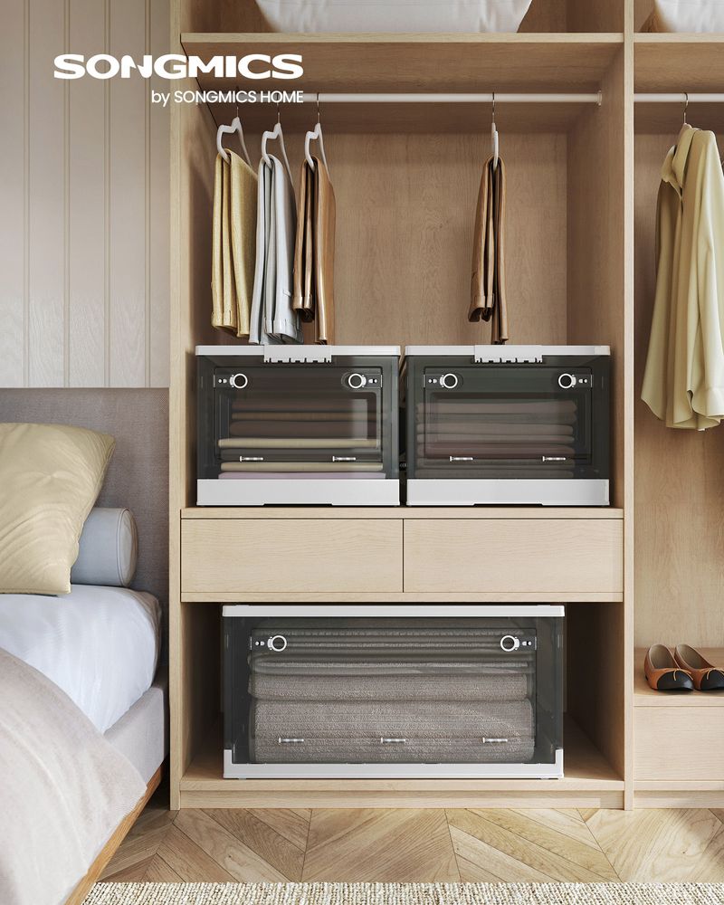 Speicherbox - 3 -Set von 3 - mit Deckel - Schwarz