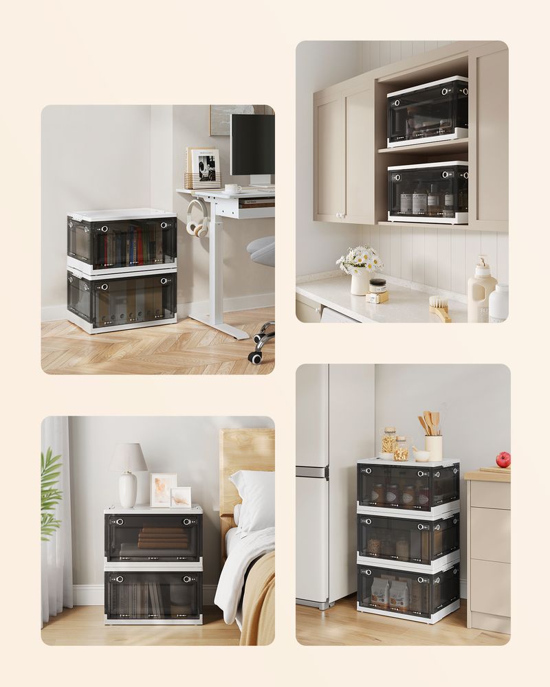 Speicherbox - 3 -Set von 3 - mit Deckel - Schwarz