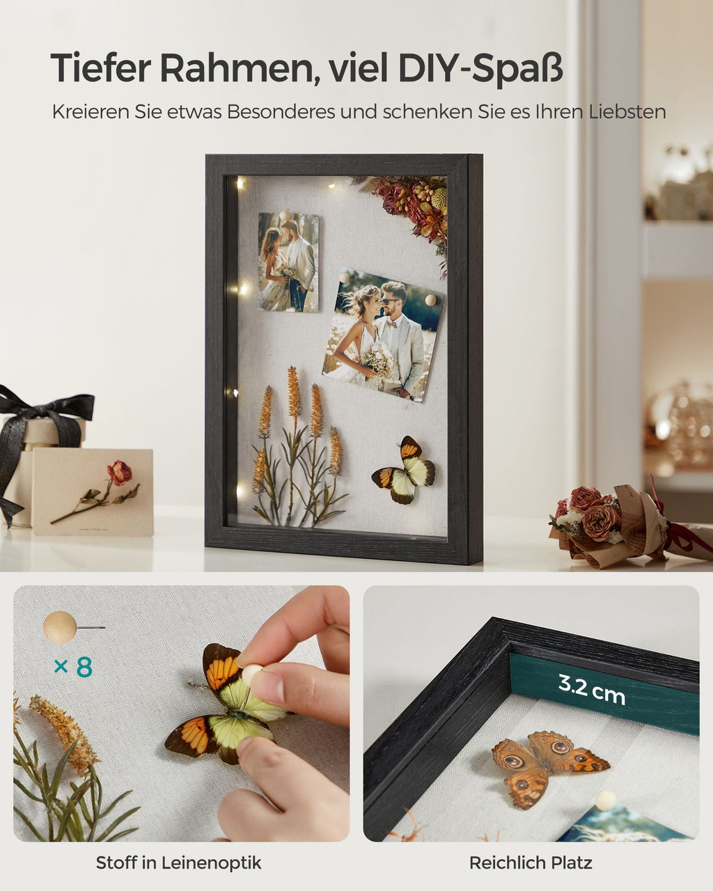 Fotorahmen A4 mit Wandhaken - Aszwart