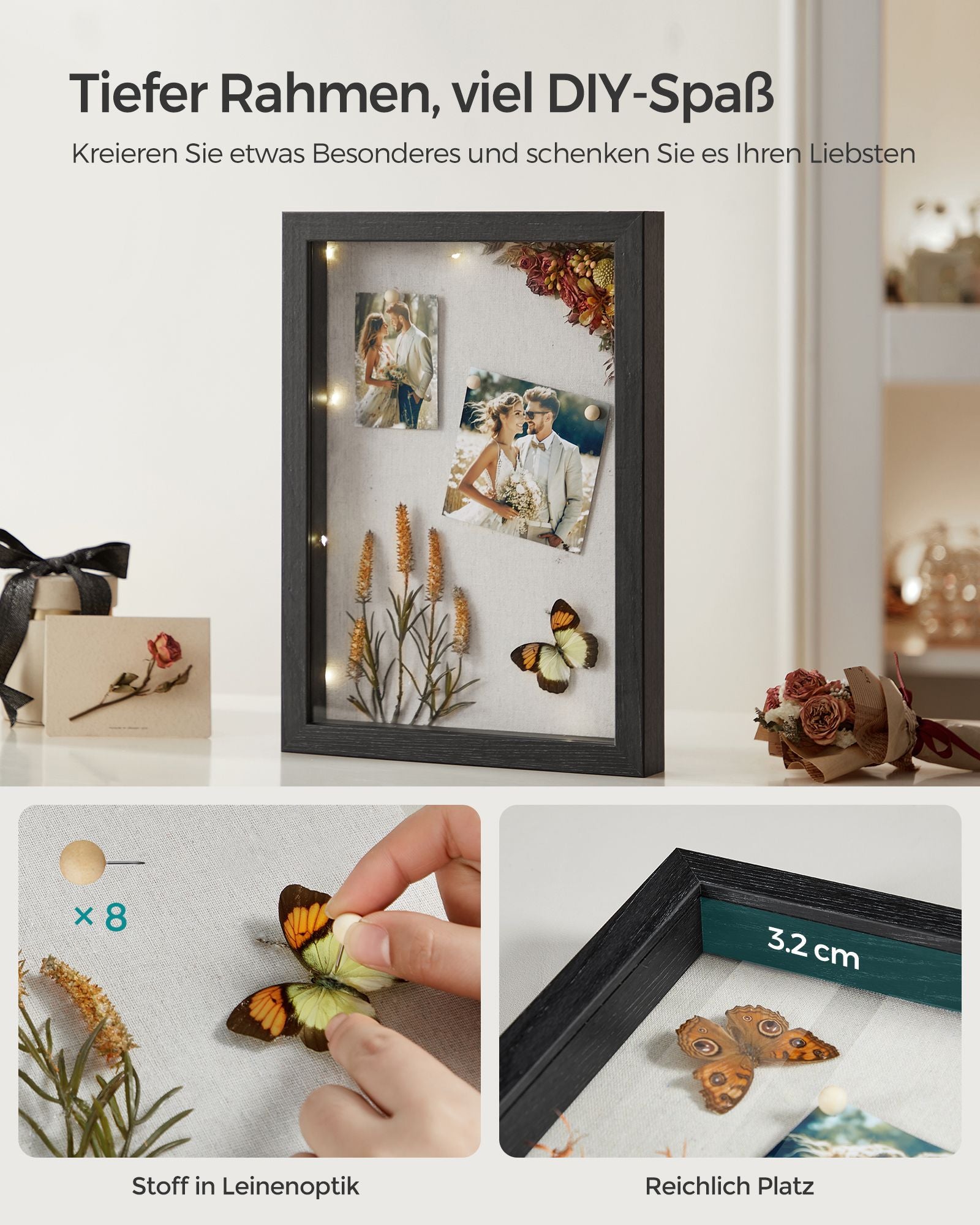 Fotorahmen A4 mit Wandhaken - Aszwart
