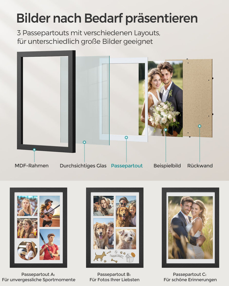 Fotorahmen - A4 - Für mehrere Fotos - Aszwart