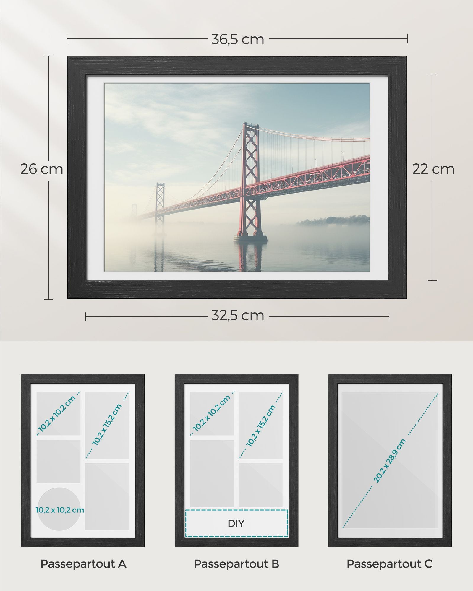 Fotorahmen - A4 - Für mehrere Fotos - Aszwart