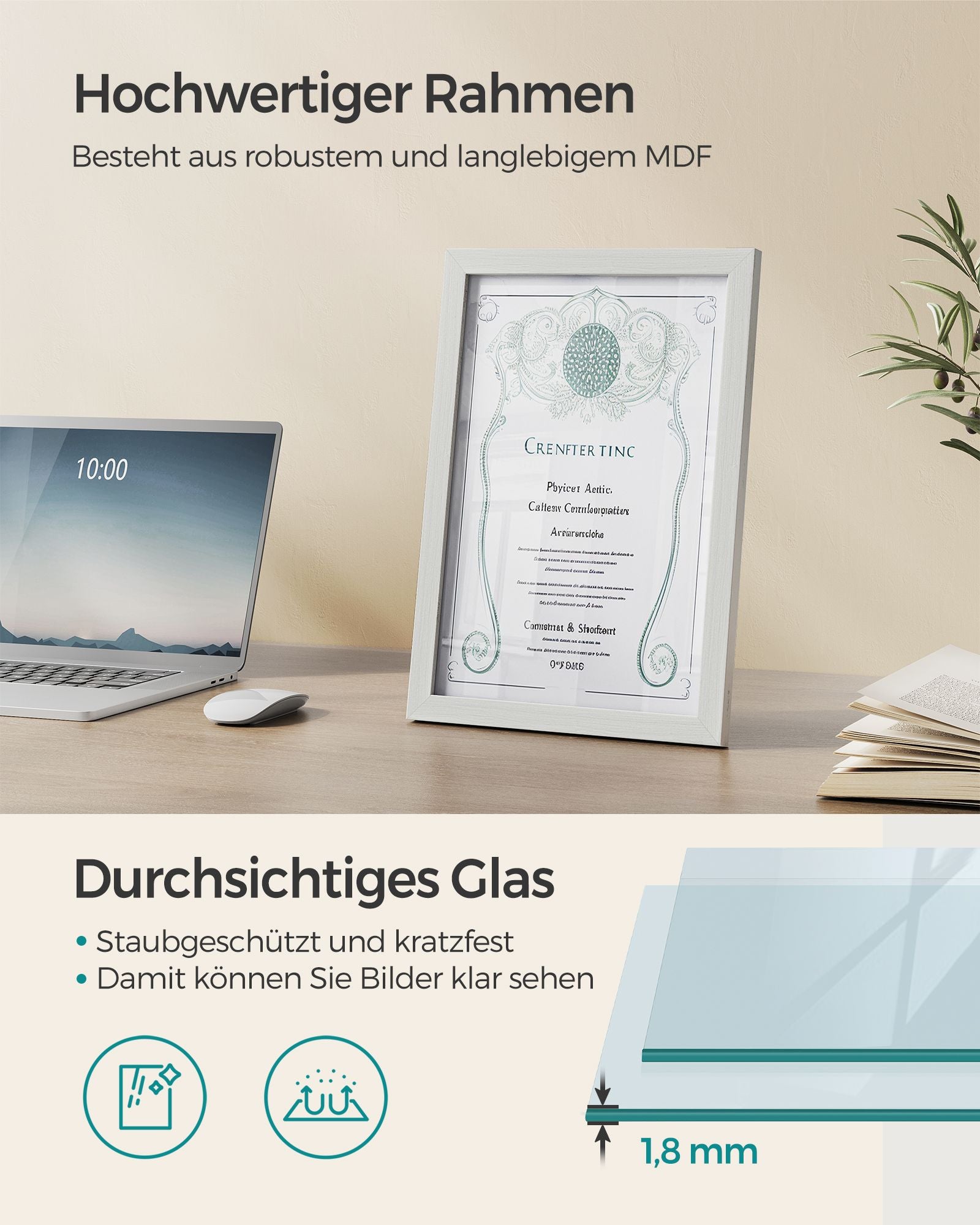 Fotorahmen - A4 - Für mehrere Fotos - Vintage White
