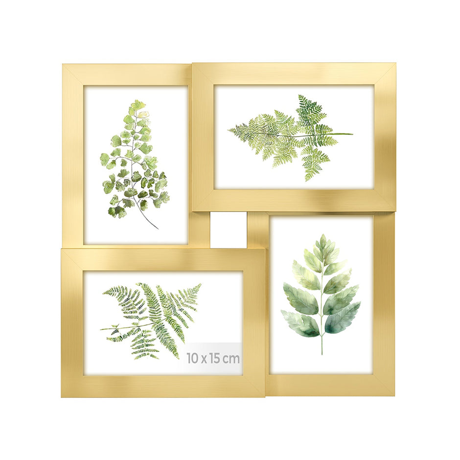 Fotorahmen - Collage - für 4 Fotos - Glas Panel - Vintage Brown