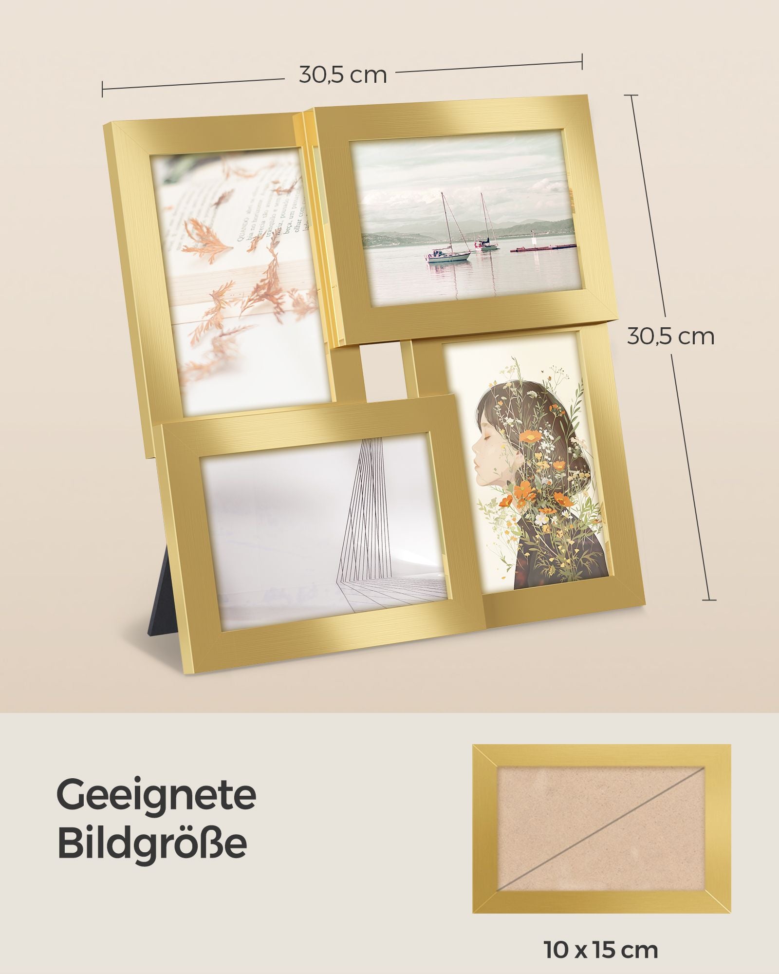 4 Fotorahmen für die Wanddekoration - 10 × 15 cm Fotos