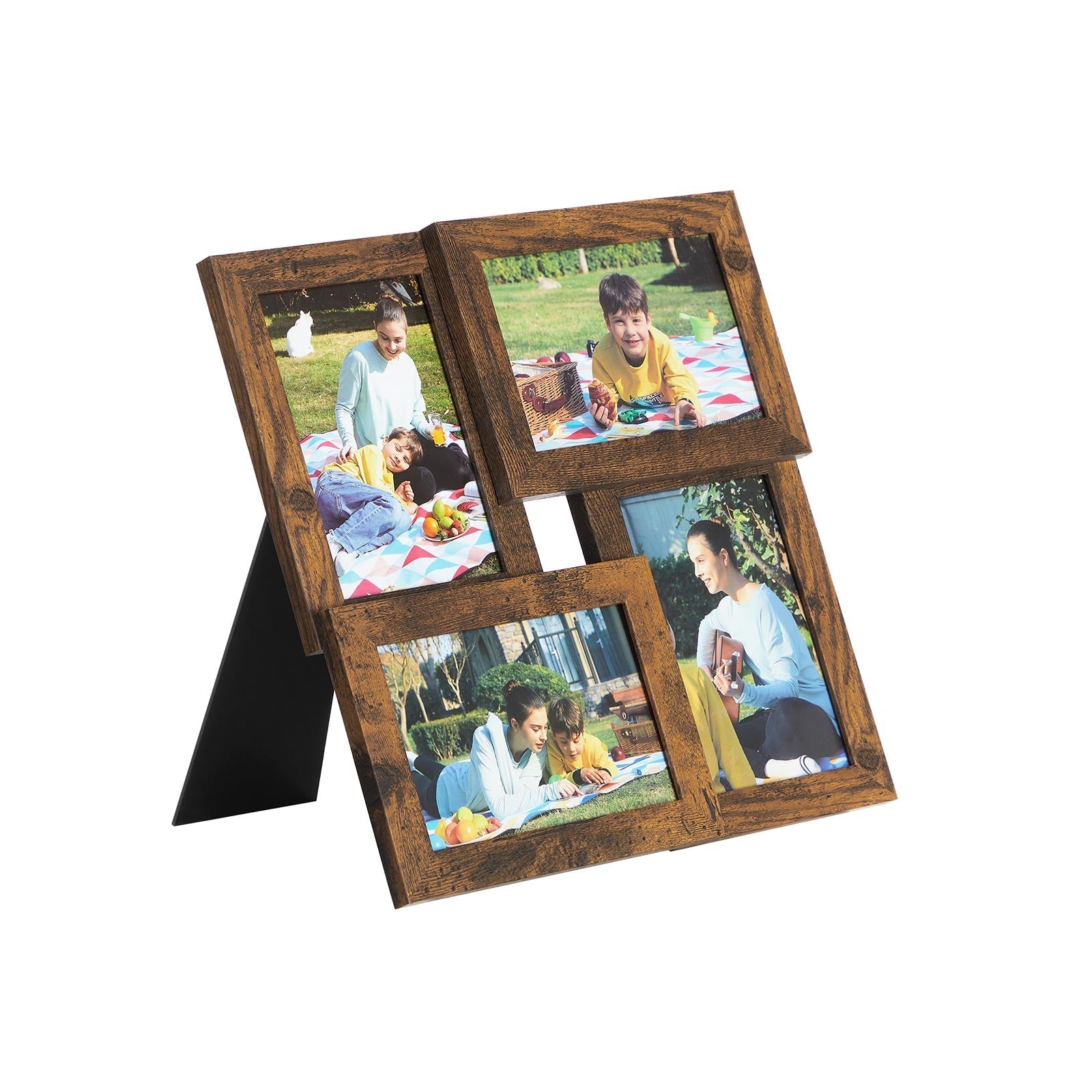 Fotorahmen - Collage - für 4 Fotos - Glas Panel - Vintage Brown