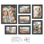 Set von 7 Fotorahmen mit nicht markierenden Wandhaken, Asche schwarz