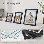 Set von 7 Fotorahmen mit nicht markierenden Wandhaken, Asche schwarz