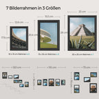 Set von 7 Fotorahmen mit nicht markierenden Wandhaken, Asche schwarz