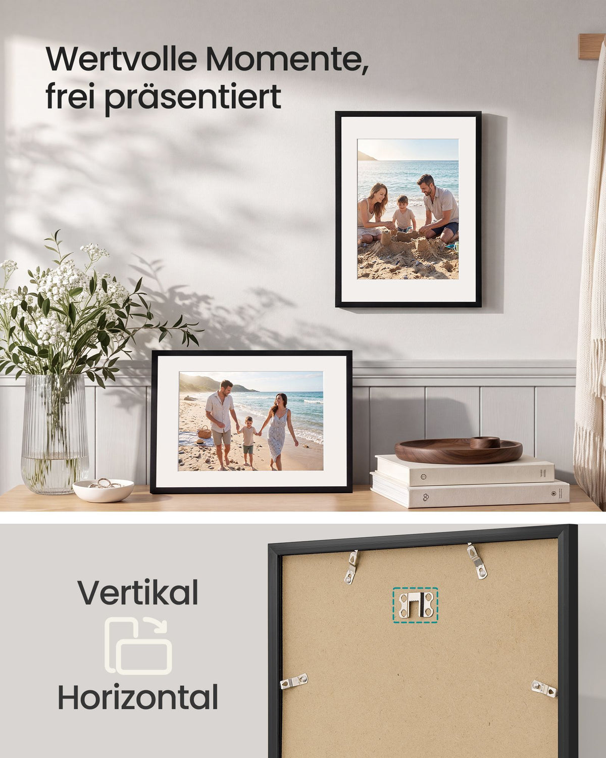 Fotolijsten – Set van 3 – A3 – Met Sporloze Wandhaken – Ophangen of Neerzetten – Zwart