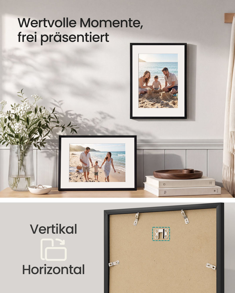 Fotolijsten – Set van 3 – A3 – Met Sporloze Wandhaken – Ophangen of Neerzetten – Zwart
