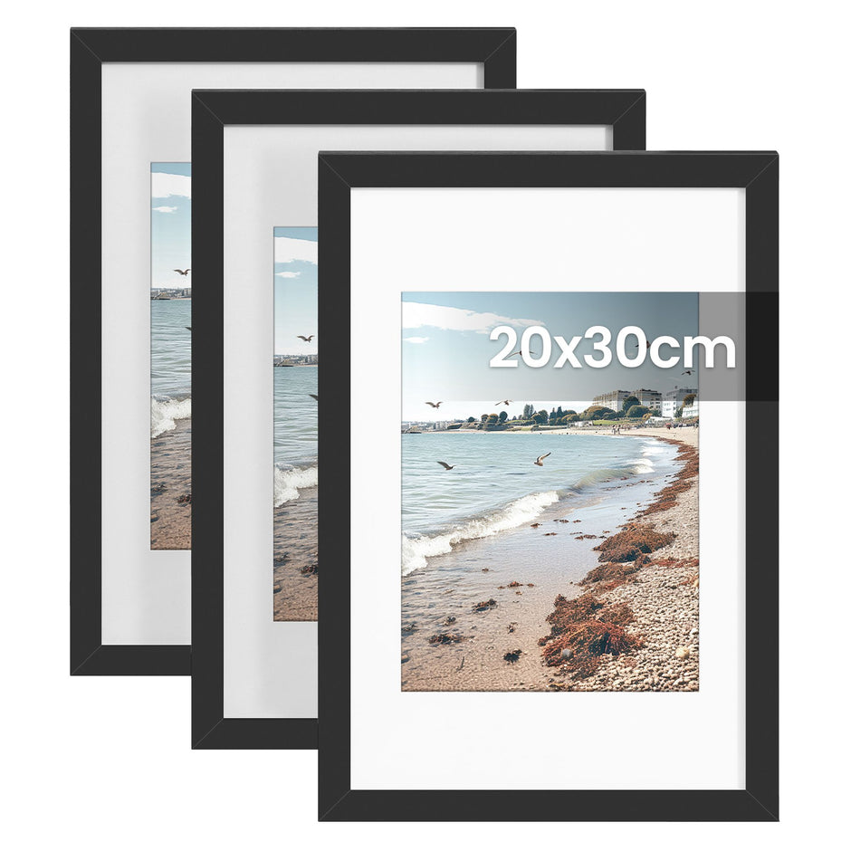 Fotolijsten – Set van 3 – 20 x 30 cm – Met Sporloze Wandhaken – Ophangen of Neerzetten – Zwart
