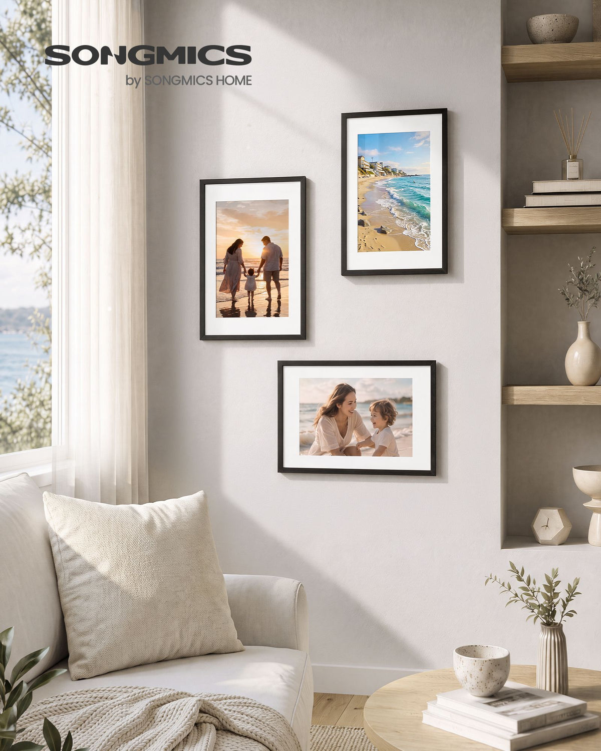 Fotolijsten – Set van 3 – 20 x 30 cm – Met Sporloze Wandhaken – Ophangen of Neerzetten – Zwart