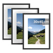 Fotolijsten – Set van 3 – 30 x 40 cm – Met Sporloze Wandhaken – Ophangen of Neerzetten – Zwart