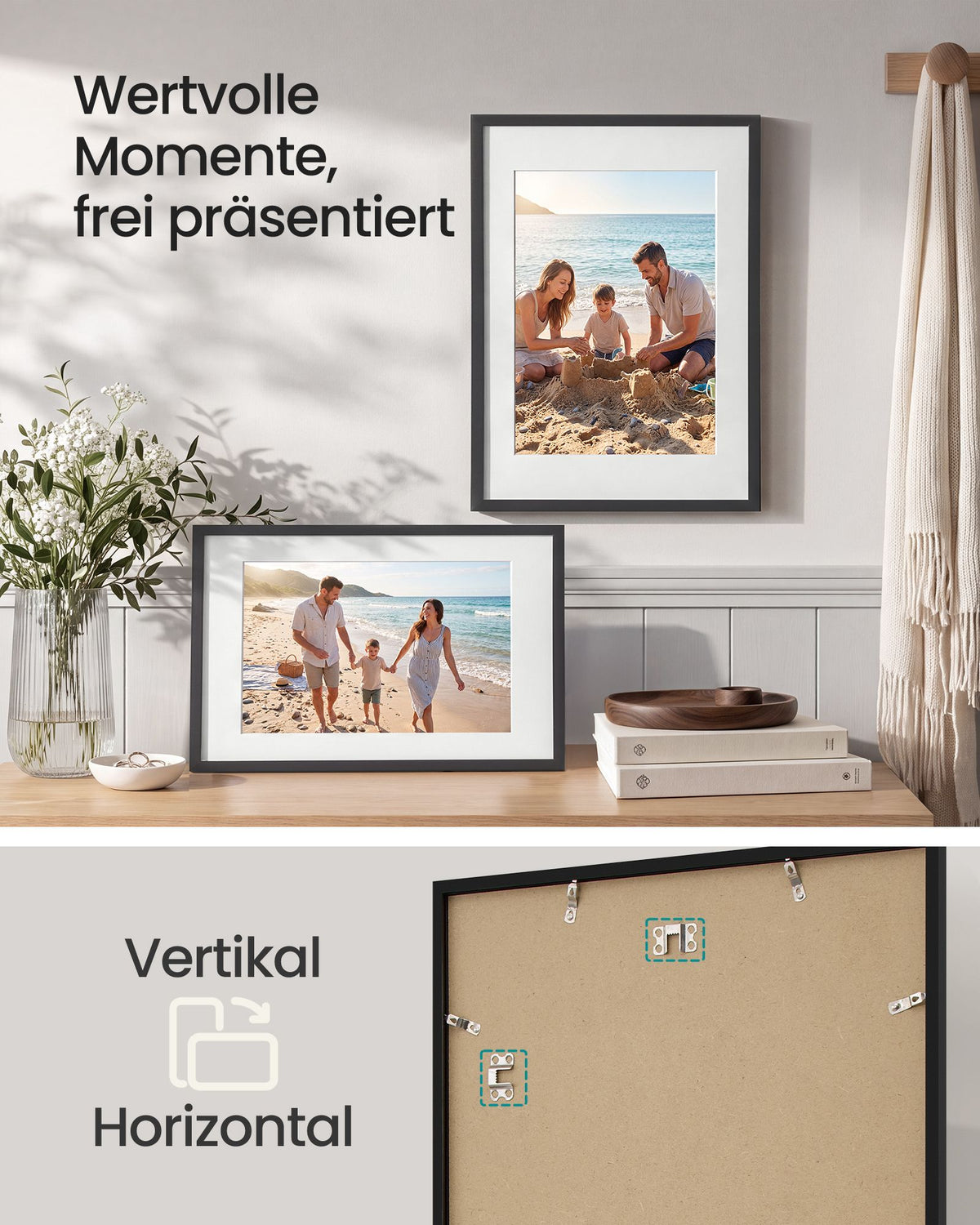 Fotolijst – A2 – Met Sporloze Wandhaken – Ophangen of Neerzetten – Zwart
