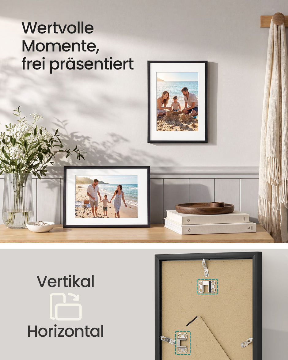 Fotolijst – 20 x 30 cm – Met Sporloze Wandhaken – Ophangen of Neerzetten – Zwart