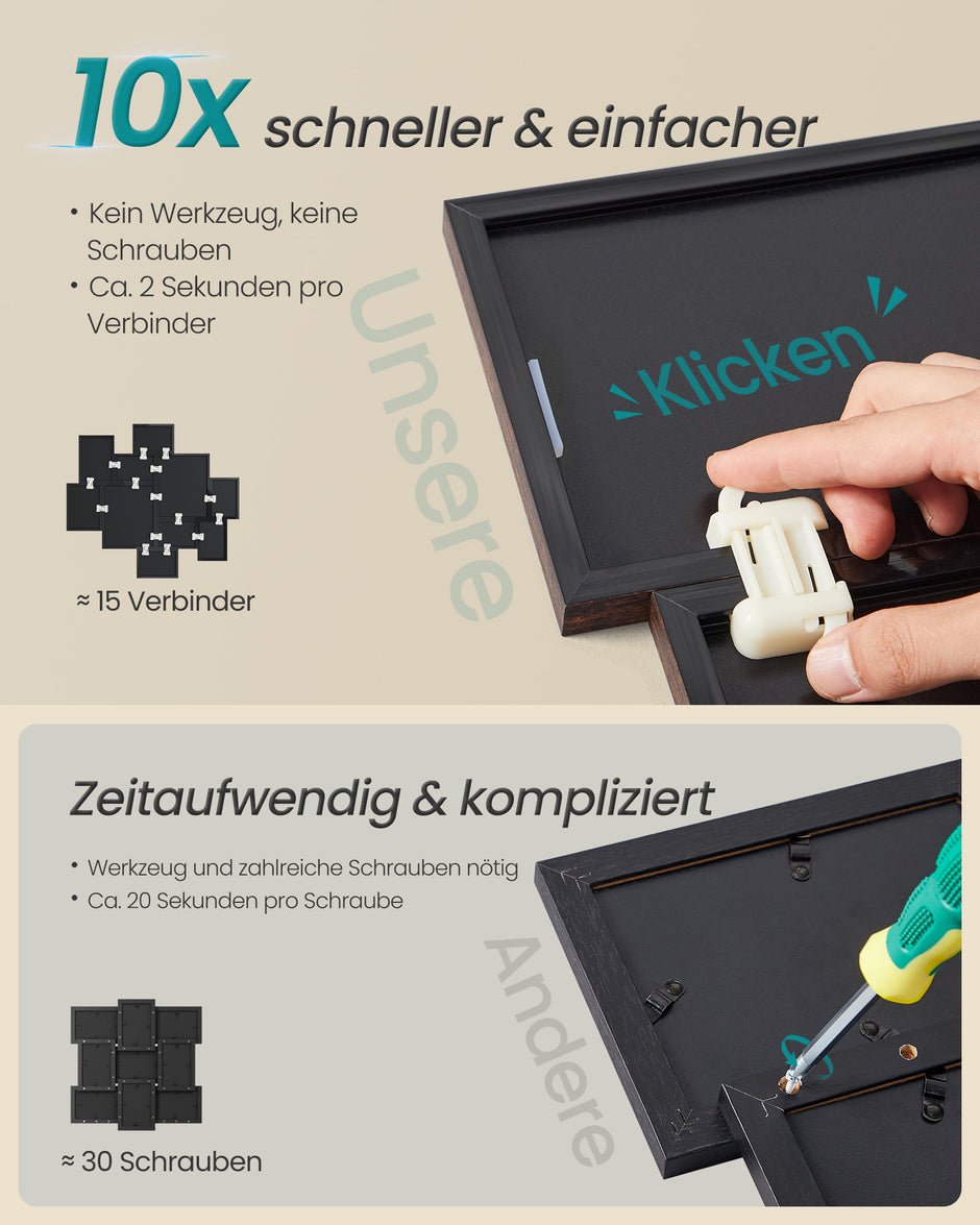 Fotolijsten - Set van 10 - Diverse Maten - PVC - Roodbruin