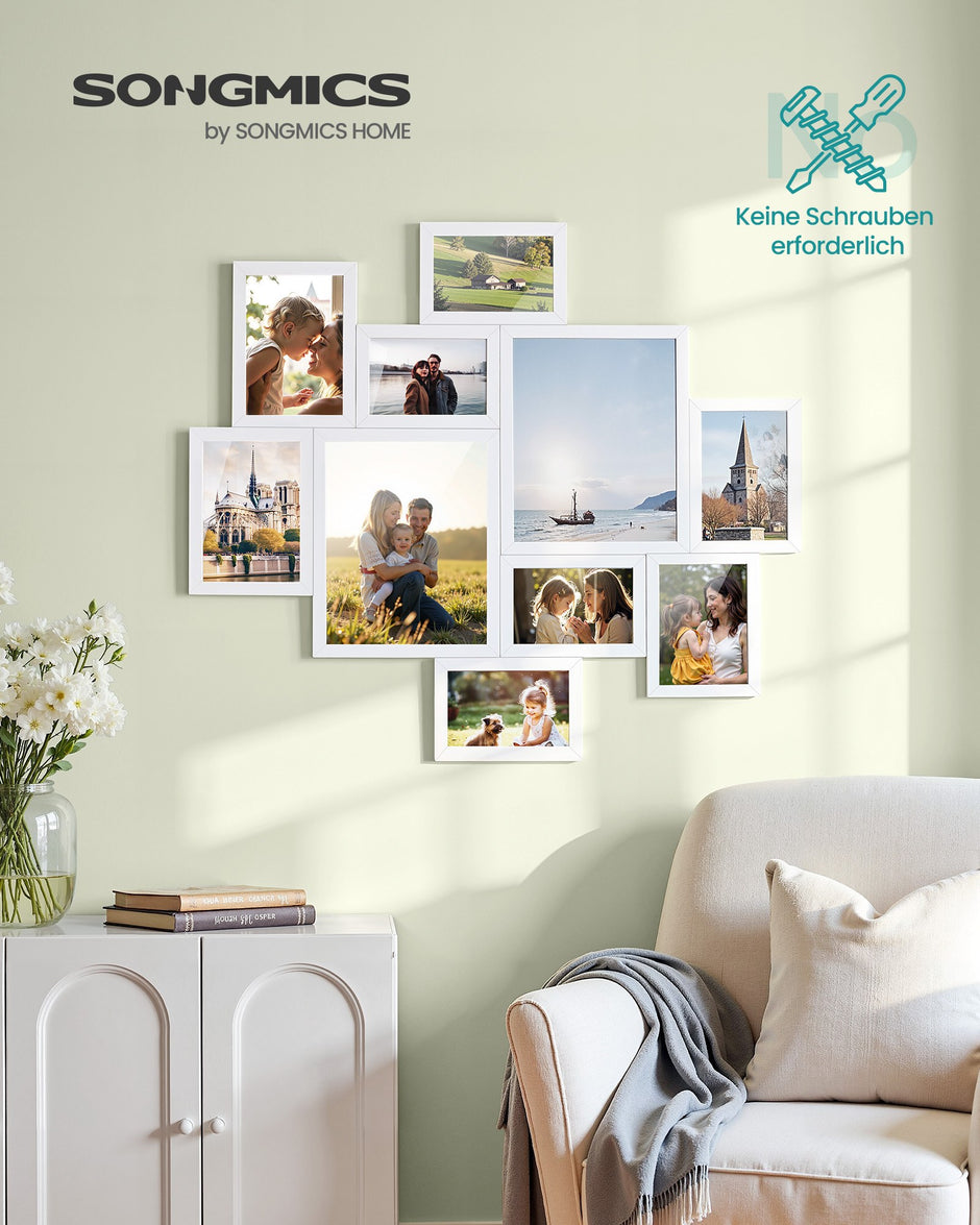Fotolijsten - Set van 10 - Diverse Maten - PVC - Wit