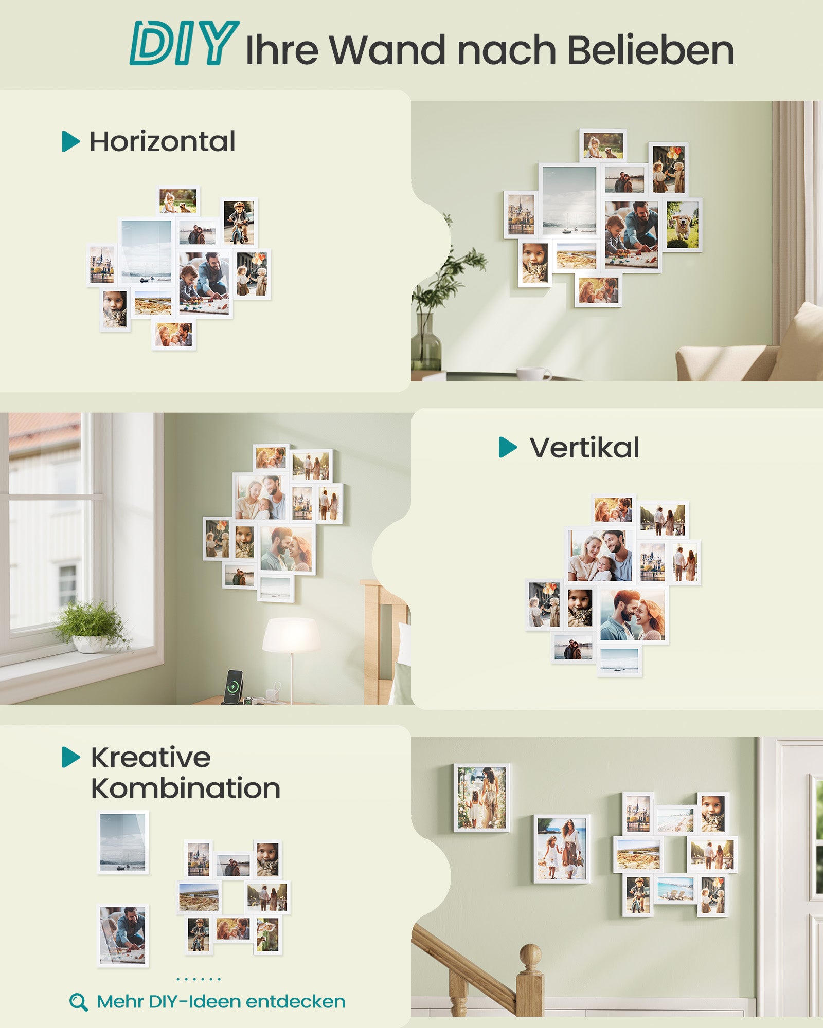 Fotolijsten - Set van 10 - Diverse Maten - PVC - Wit