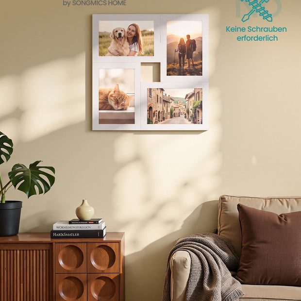 Fotolijsten Set – Compact – Gereedschapsloos Ophangen of Neerzetten – 10 x 15 cm – Wit
