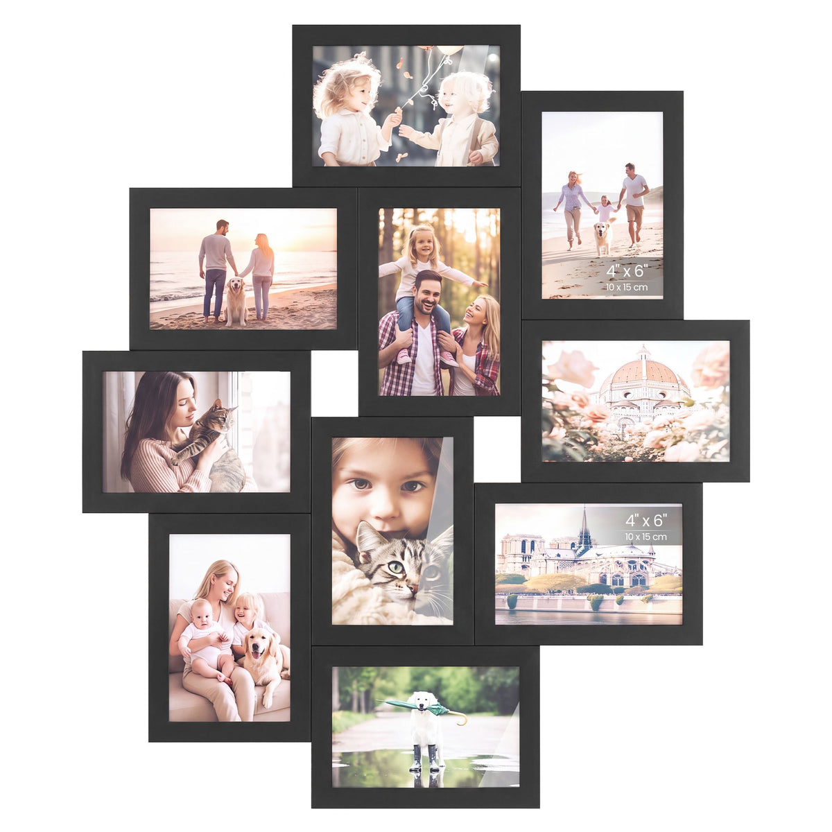 Fotolijsten Set – Middelgroot – Gereedschapsloos Ophangen of Neerzetten – 10 x 15 cm – Zwart