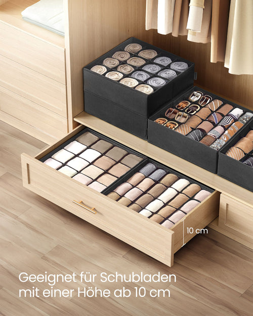Unterwäsche -Organisator -Set von 4 mit 80 Kursen, Tinte -Black