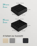 Unterwäsche -Organisator -Set von 4 mit 80 Kursen, Tinte -Black
