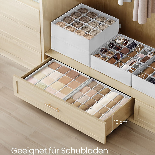 Unterwäsche Organisator Set von 4 mit 80 Unternehmen Creme White