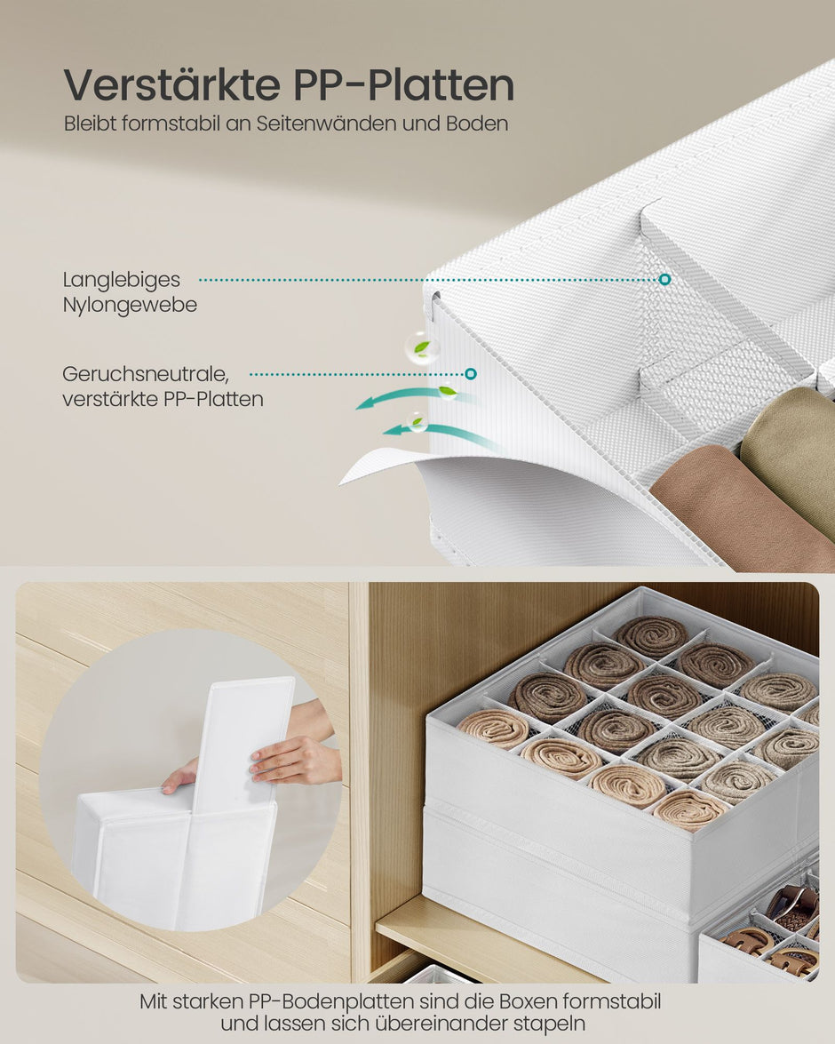Unterwäsche Organisator Set von 4 mit 80 Unternehmen Creme White