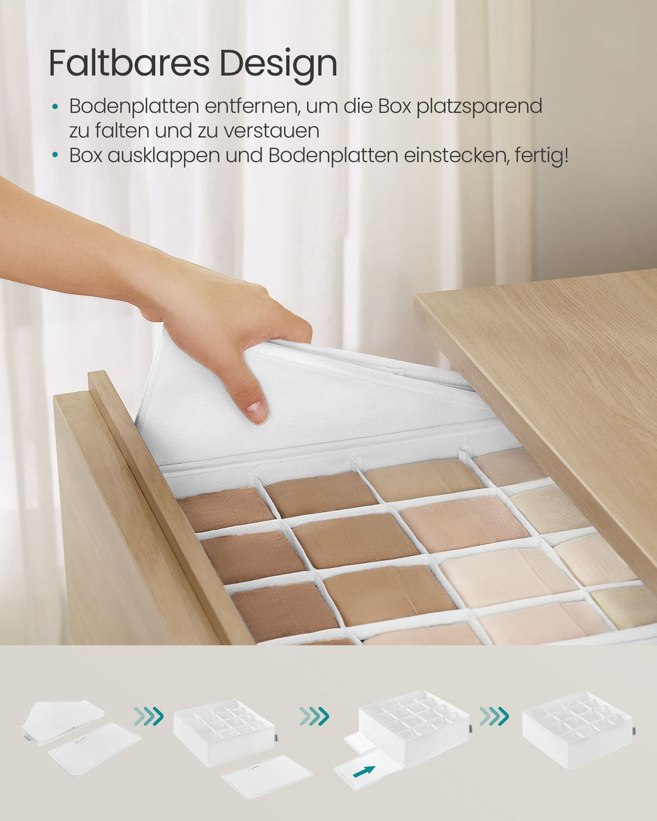 Unterwäsche Organisator Set von 4 mit 80 Unternehmen Creme White