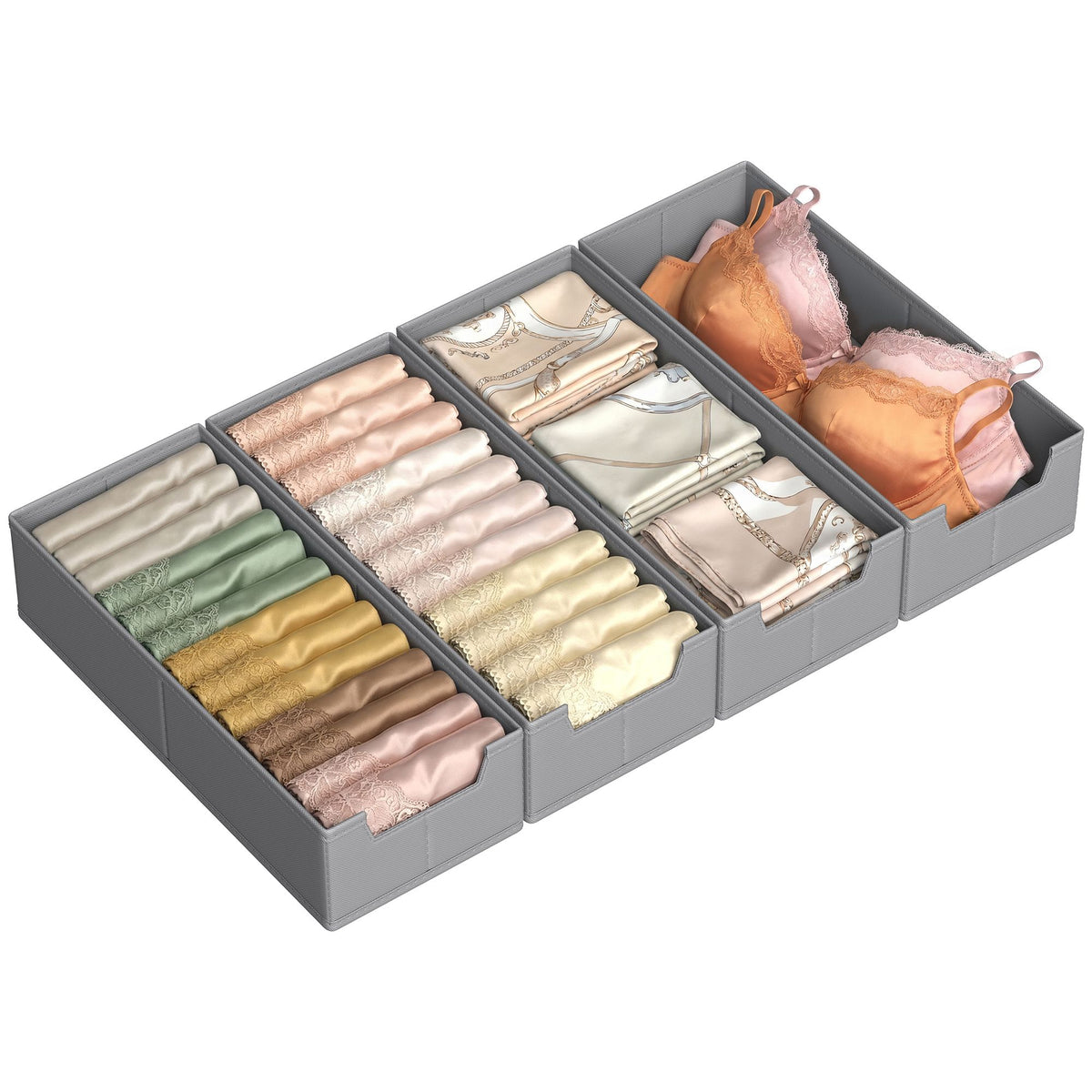 Lade-organizers – Set van 6 – Opvouwbaar – Zonder Vakjes – 40 x 17 – Duifgrijs