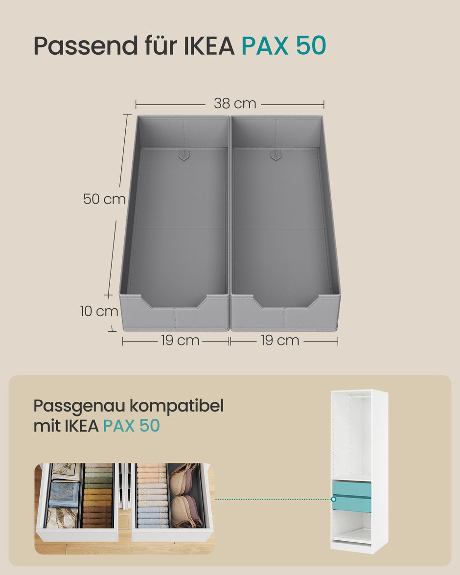 Lade-organizer - Opvouwbaar - Set van Meerdere Boxen - Duifgrijs - 19 x 50 x 10 cm
