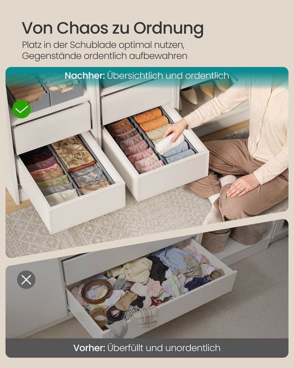 Lade-organizer - Opvouwbaar - Set van Meerdere Boxen - Duifgrijs - 19 x 50 x 10 cm