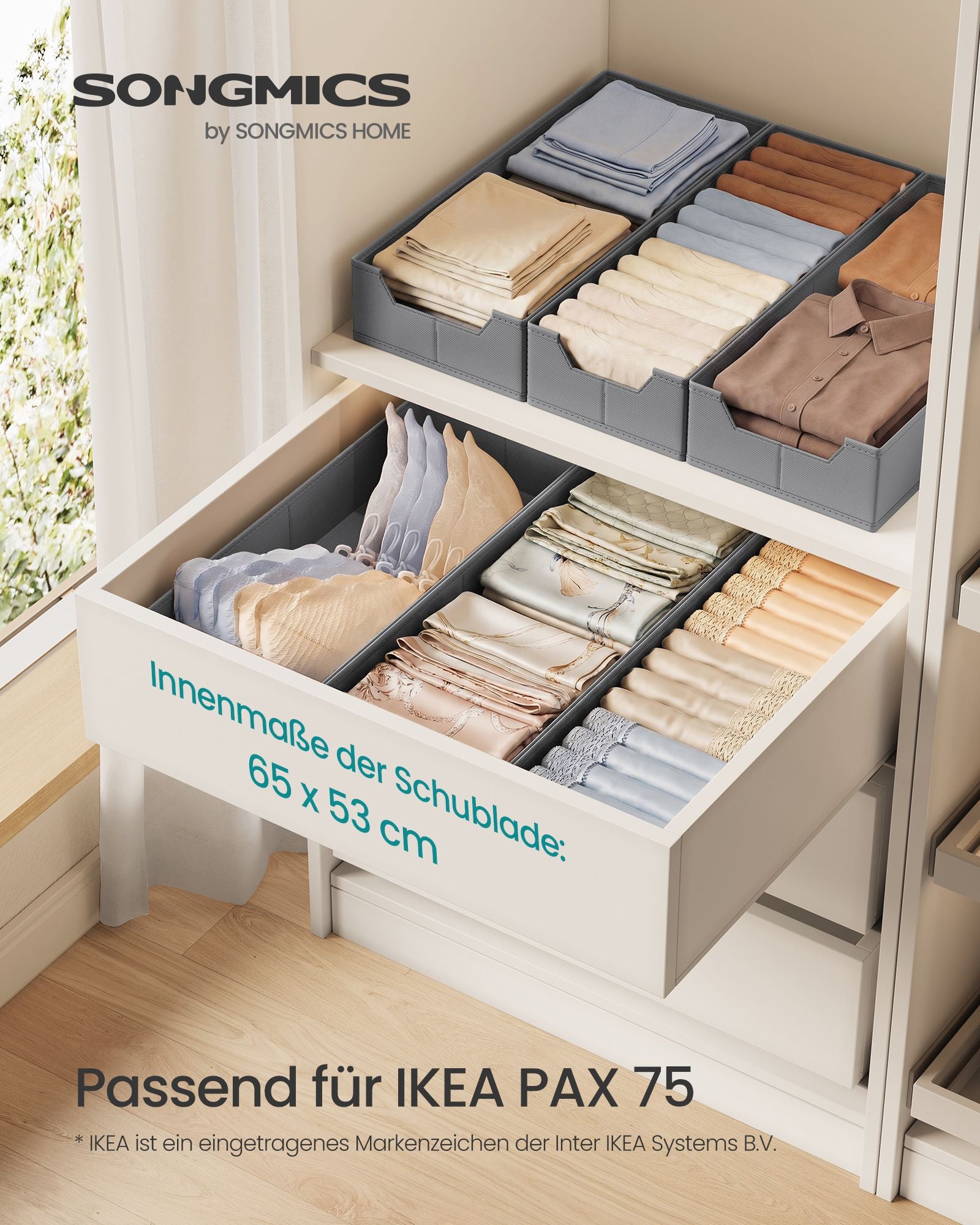 Lade-organizer - Opvouwbaar - Set van Meerdere Boxen - Duifgrijs - 19 x 50 x 10 cm