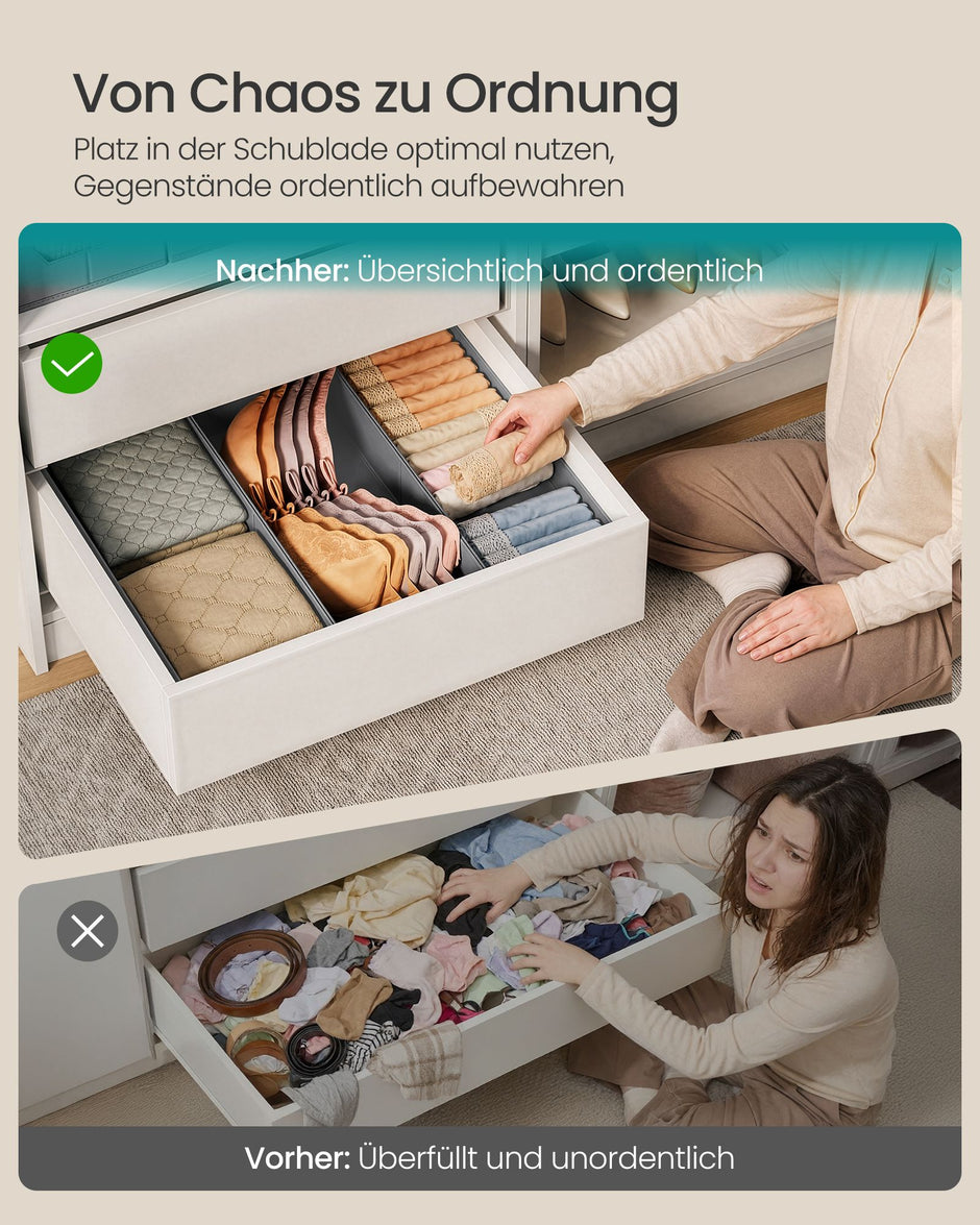 Lade-organizer - Opvouwbaar - Set van Meerdere Boxen - Duifgrijs - 19 x 50 x 10 cm